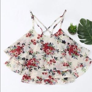 Floral Print Tiered Cami Top